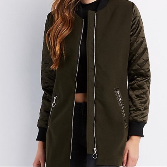 plus size longline bomber jacket